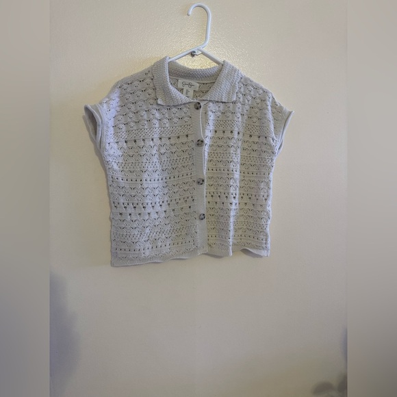 JESSICA SIMPSON Crop Cardigan Sweater Size Large Sage Knitted Casual Winter. - Picture 3 of 11